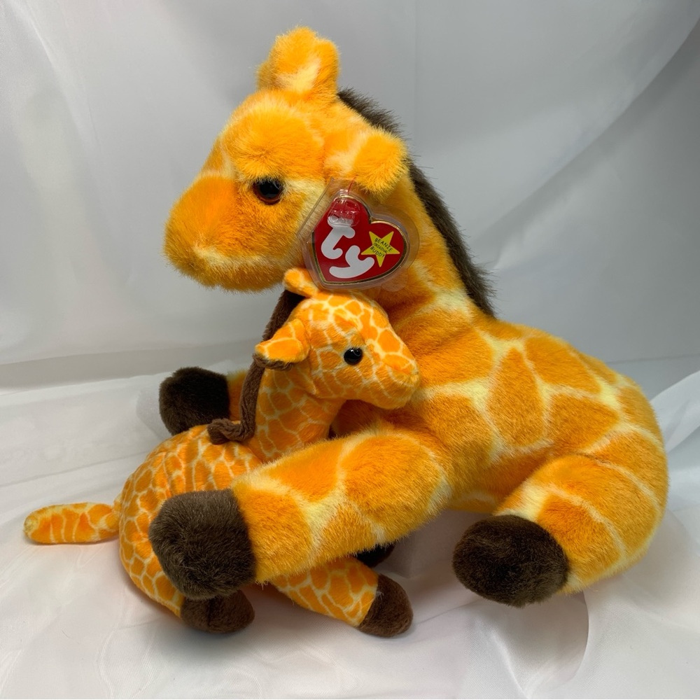 Ty Beanie Baby & Buddy Twigs Giraffe Set W Rare PVC Twigs Beanie Baby VTG WTags
